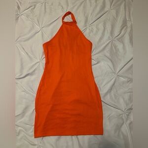 SHEIN Vibrant Orange Backless Dress